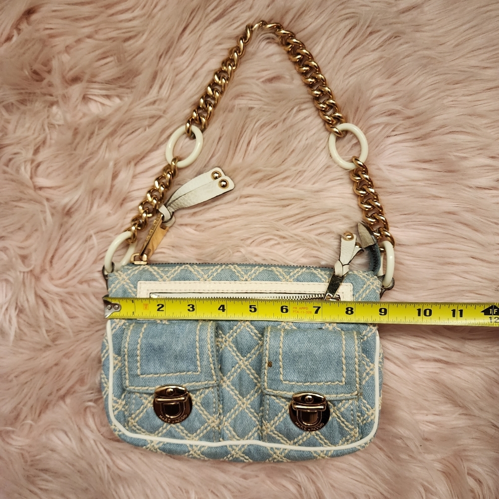 Marc Jacobs Vintage Cammie Washed Denim Bag Y2K Quilted - Picture 6 of 14
